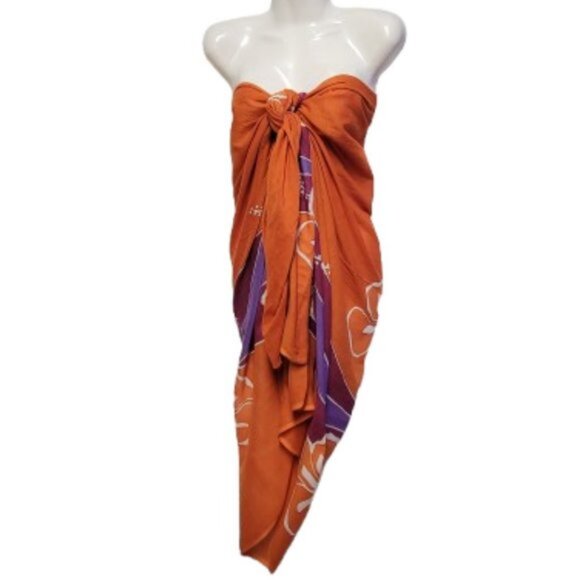 Womens Sarong Cotton Wrap, Handpainted Batik Wrapskirt Beach Pareo Beachwear-NEW - Picture 3 of 7